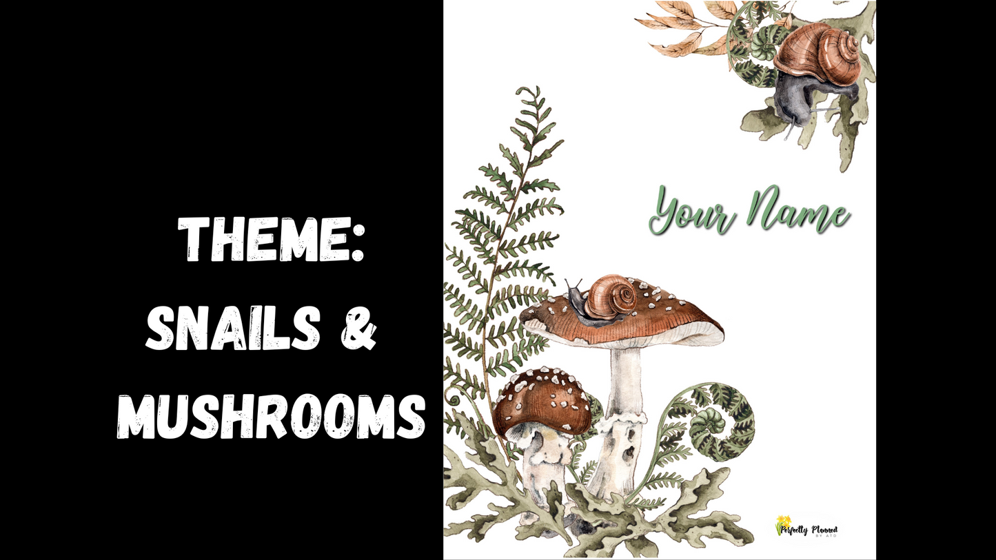 Perfectly Planned by ATD Basic Planner - Theme: Snails & Mushrooms