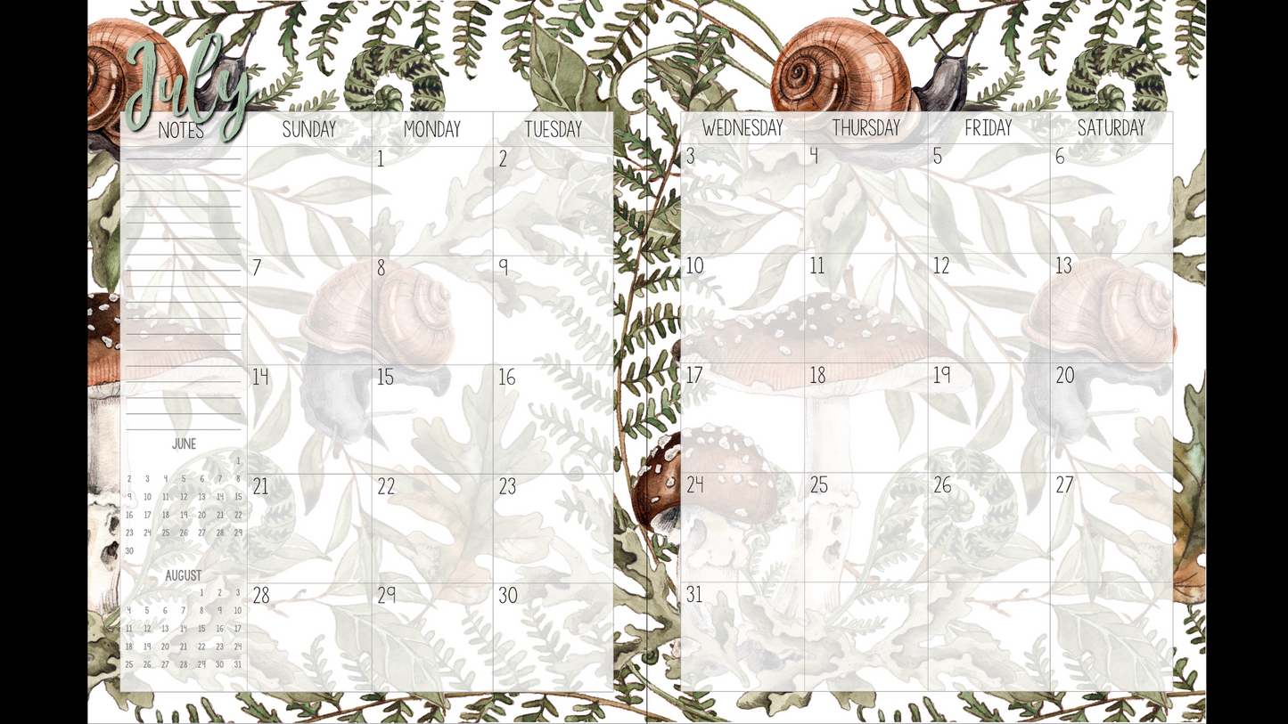 Perfectly Planned by ATD Basic Planner - Theme: Snails & Mushrooms