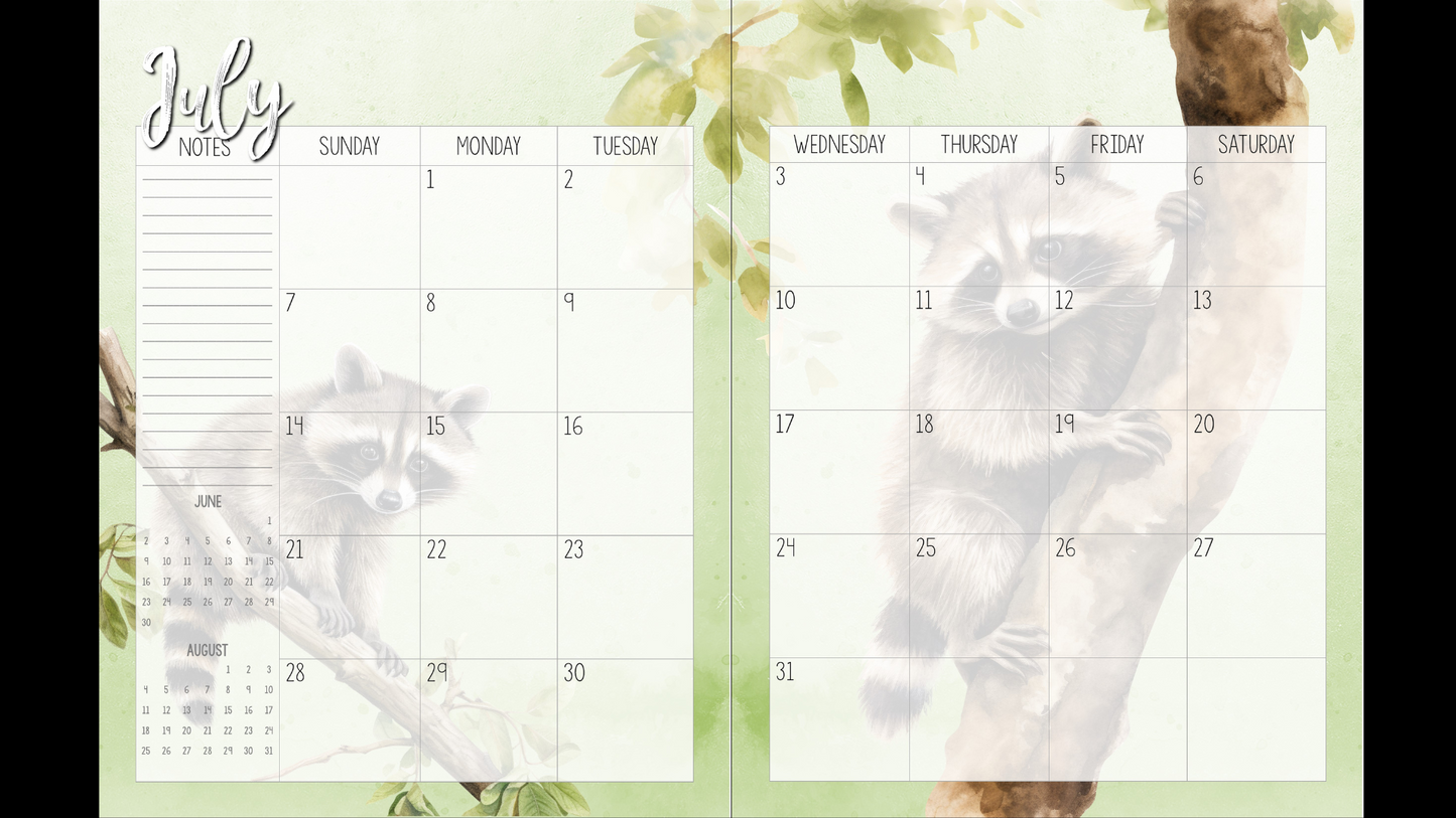 Perfectly Planned by ATD Basic Planner - Theme: Raccoons