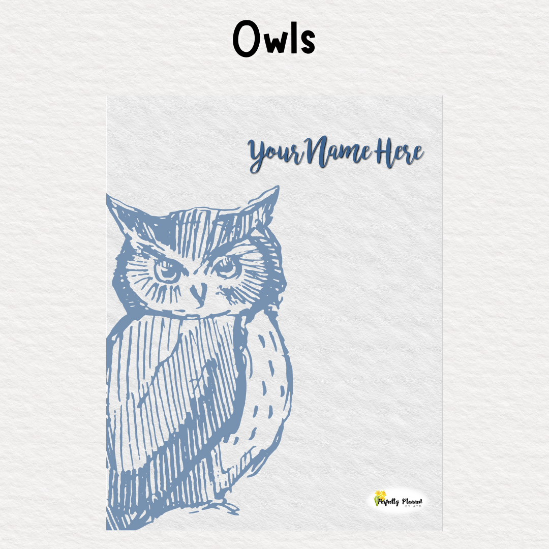 Perfectly Planned by ATD Basic Planner - Theme: Owls