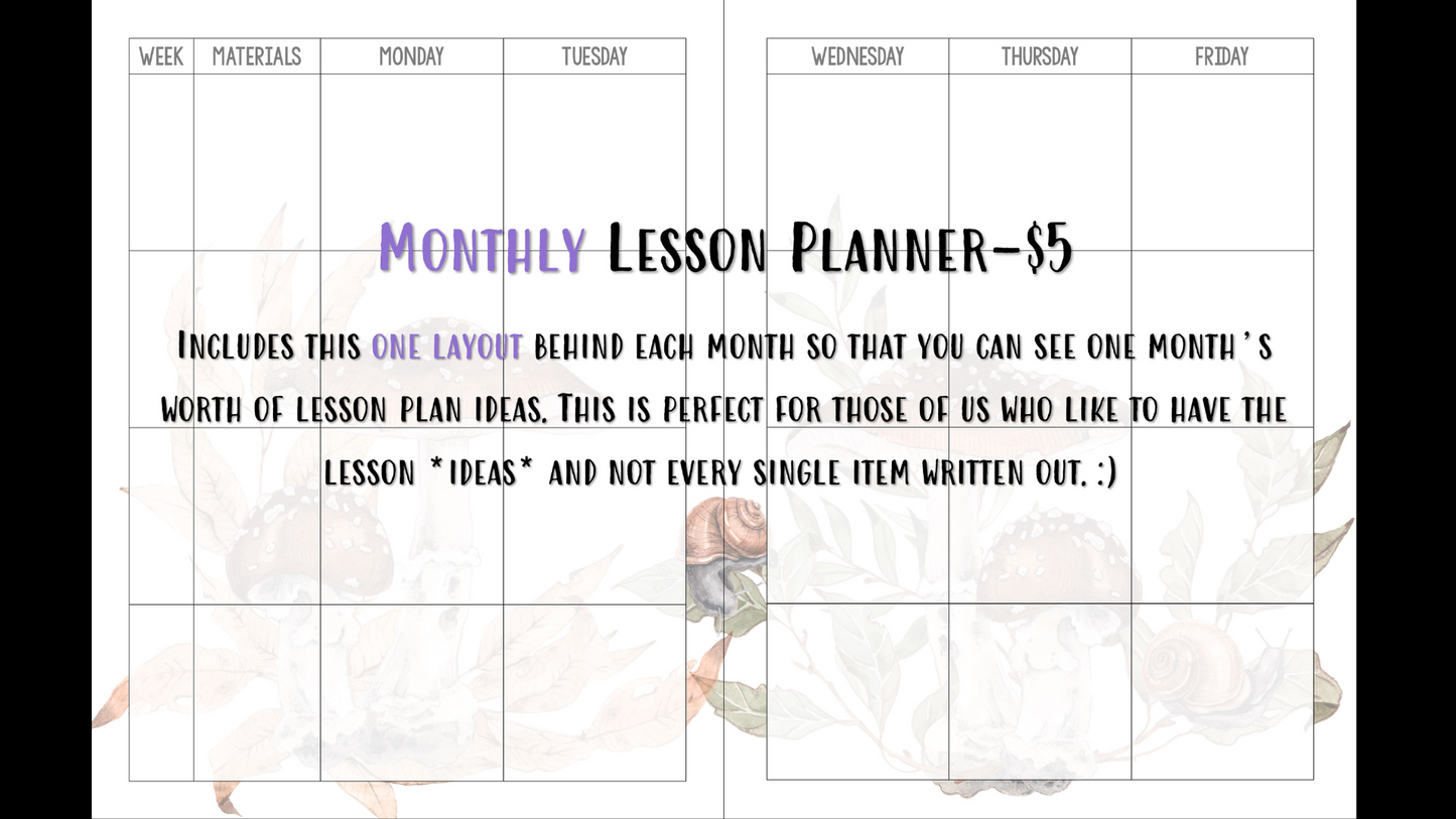 Perfectly Planned by ATD Basic Planner - Theme: Snails & Mushrooms