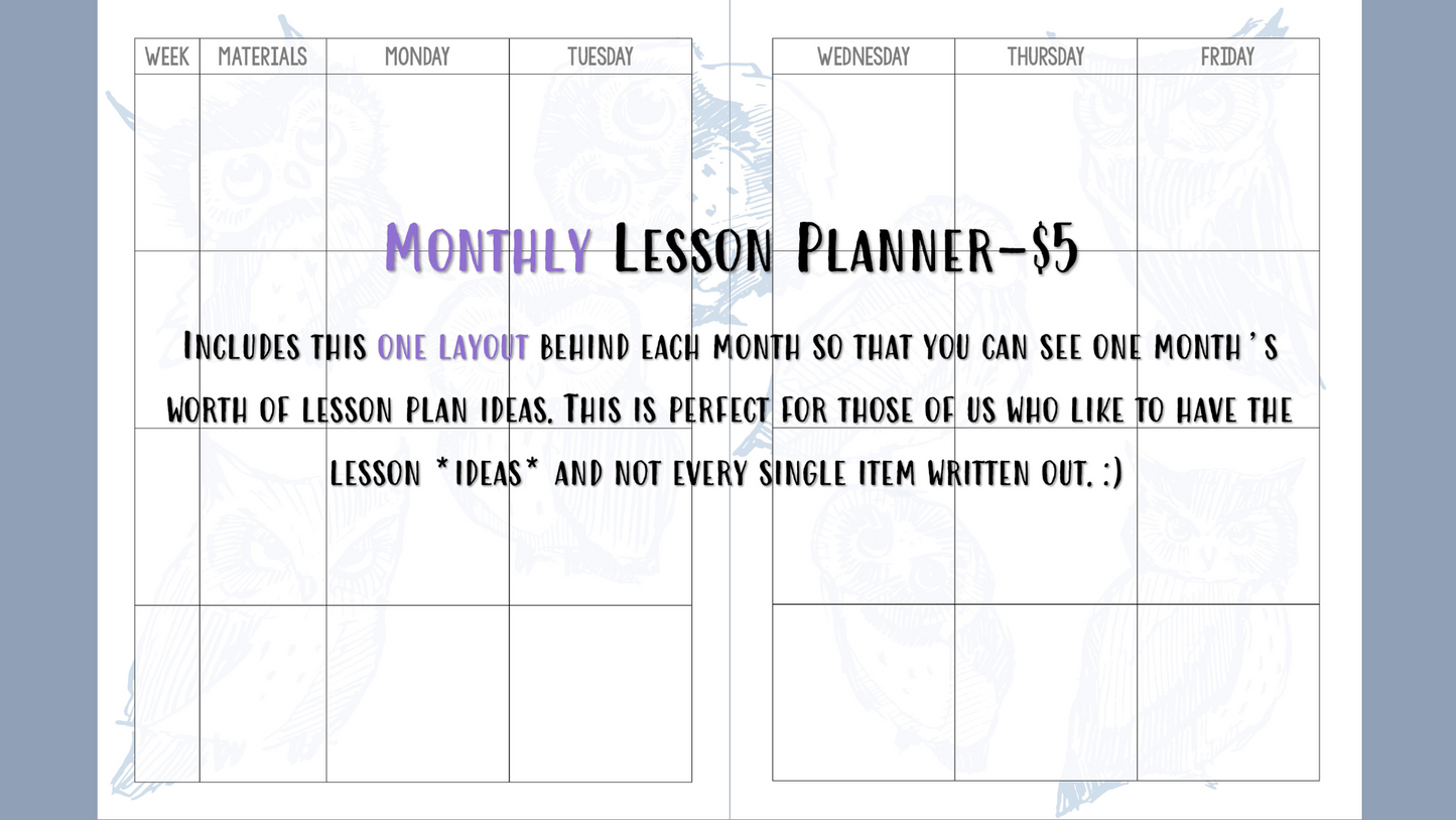 Perfectly Planned by ATD Basic Planner - Theme: Owls